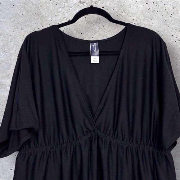 Swimsuits For All Women’s Kate Swim Cover Up Dress Black Silver V-Neck 18/20 - Picture 4 of 8